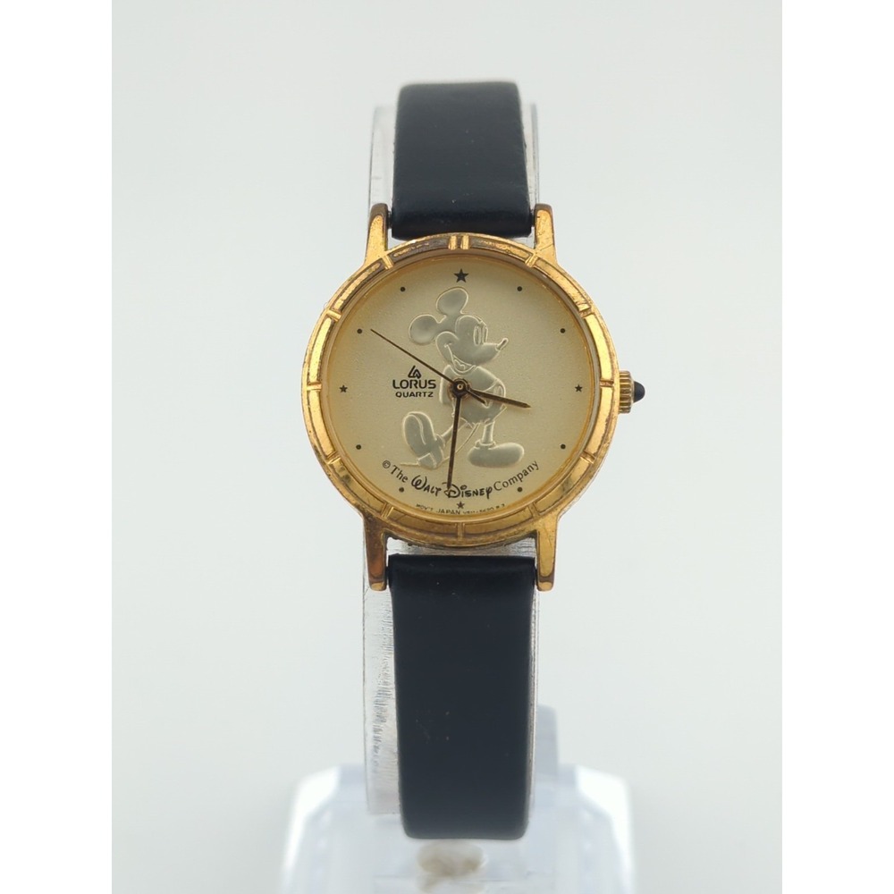Vtg Lorus Disney Watch Women Mickey Mouse 26mm Gold Tone‎ V811-1410 New Battery